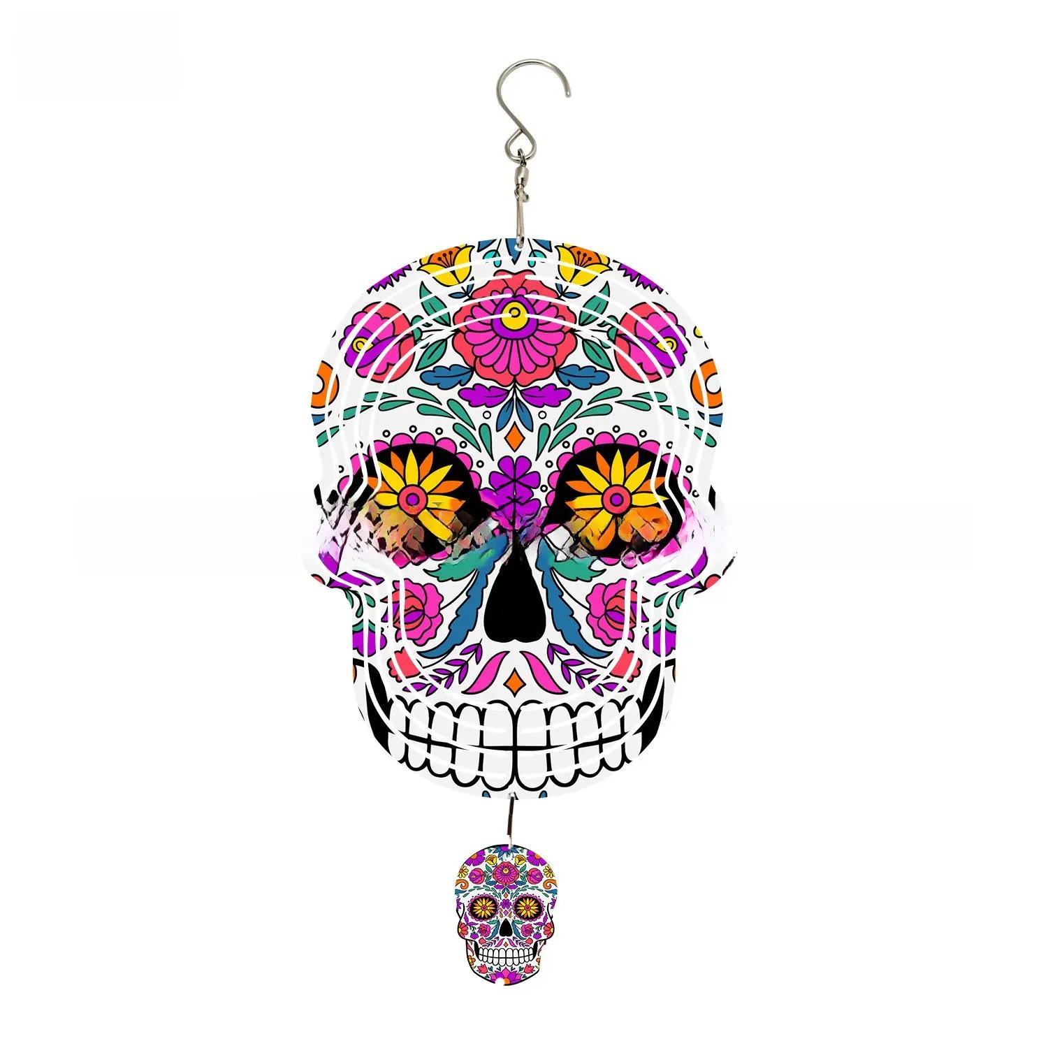 New Skull Design DIY Sublimation Aluminum Wind Chime Blank, Halloween Hanging Decoration, Festive Party Decor for Home Supplies, Ornaments