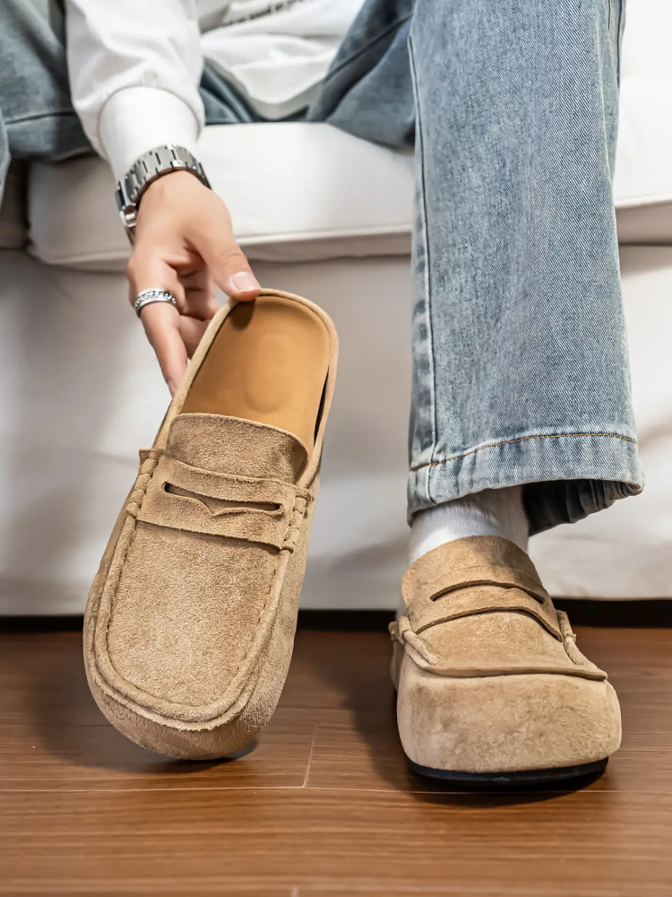 Men's Slip-On Shoes, Soft PU Sole, Anti-Slip Half Sandals, Thick Bottom, All-Season Comfort, Solid Pattern, PVC Sole, Clog Mules, Slip On Mules