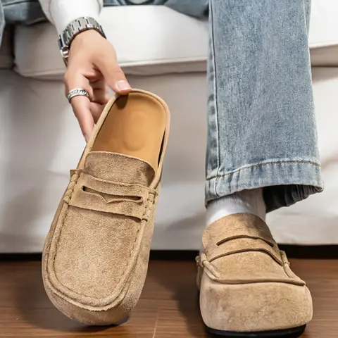 Men's Slip-On Shoes, Soft PU Sole, Anti-Slip Half Sandals, Thick Bottom, All-Season Comfort, Solid Pattern, PVC Sole, Non Slip Clogs, Clog Mules, Slip On Mules