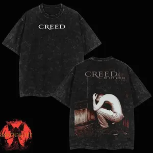 [$$$ROCKLIFE] Creed My Own Prison Washed T-Shirt, Double Printed Oversized Music Band Washed Tee, Rock Band Double Printed Washed Hoodie, Gift For Band Fan Crewneck Casual Cotton Fabric Menswear G3U