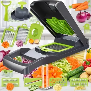 Pro Onion Chopper 16Pcs Vegetable Choppers Set Multifunctional 16 in 1 Food Chopper Kitchen Slicer Dicer Cutter with Container for Efficient Cooking