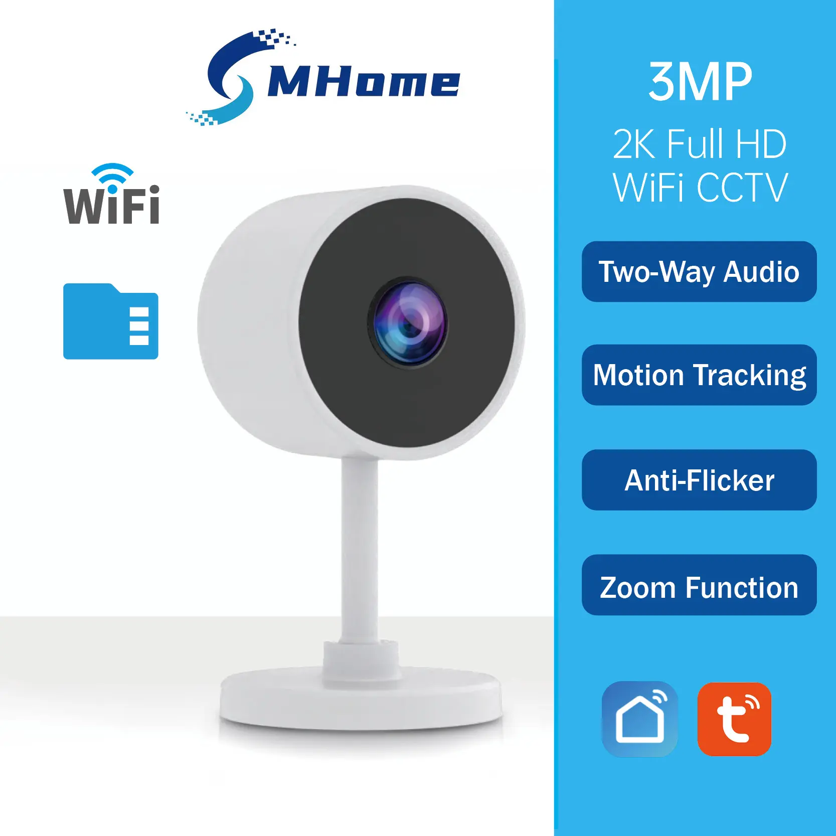 MHXCEES Tuya Wi-Fi 1080p HD Resolution IP Camera - Wireless Indoor Motion Detection Nanny Camera with Audio, SD Card Support, Phone Connectivity for Pet Monitoring, Motion Detection Camera