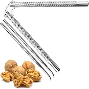 3 Pcs Nutcracker Stainless Steel Nut Cracker Set including 1 Nut Cracker and 2 Picks