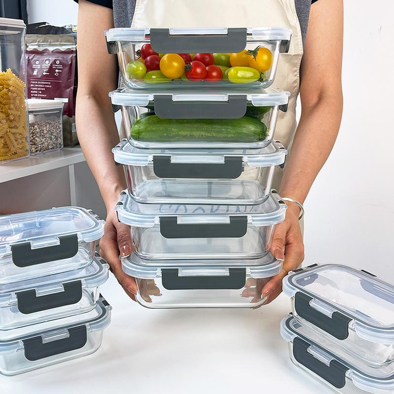 10-Pack Glass Storage Containers with Lids-Airtight, Leak-Proof, Easy ...
