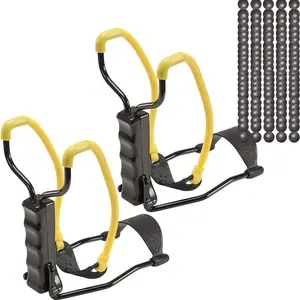 Slingshots 2pcs Yellow/Black, High-Tension Rubber Launcher, Outdoor Practice Shooting, Lightweight Survival & Hobby Accessory