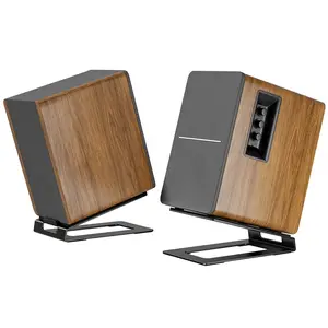 PEGZONE Desk Speaker Stands for Most Bookshelf Speakers, 22 lbs Capacity, Speaker Riser with Anti-Vibration Pads，16°Tilt Angle, Space-Saving Audio Stands for PC Speakers,1 Pair
