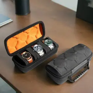 3-Compartment Watch Travel Case, Unisex Watch Organizer Box with Soft Padding and Handle, Hard Shell Watch Storage for Men & WomenGift