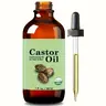 100% Pure Organic Castor Hair Oil - Cold-Pressed, Chemical-Free Daily Haircare Moisture for Adults' Damaged Hair, Skin & Nails - All-Natural Scalp Care with Precision Glass Dropper, 60ml (2 fl.oz)