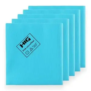 HIG PVA Microfiber Cleaning Towels, Professional Grade Synthetic Chamois Cloths for Streak Free Shine, Ultra Absorbent, Smooth & Reusable All-Purpose Cleaning Rags for Home, Car & Kitchen (5, Blue)