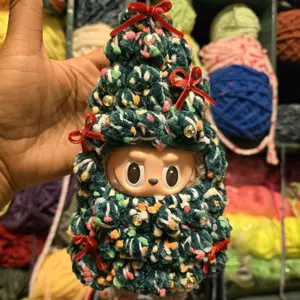 Christmas  tree Labubu outfit handmade.