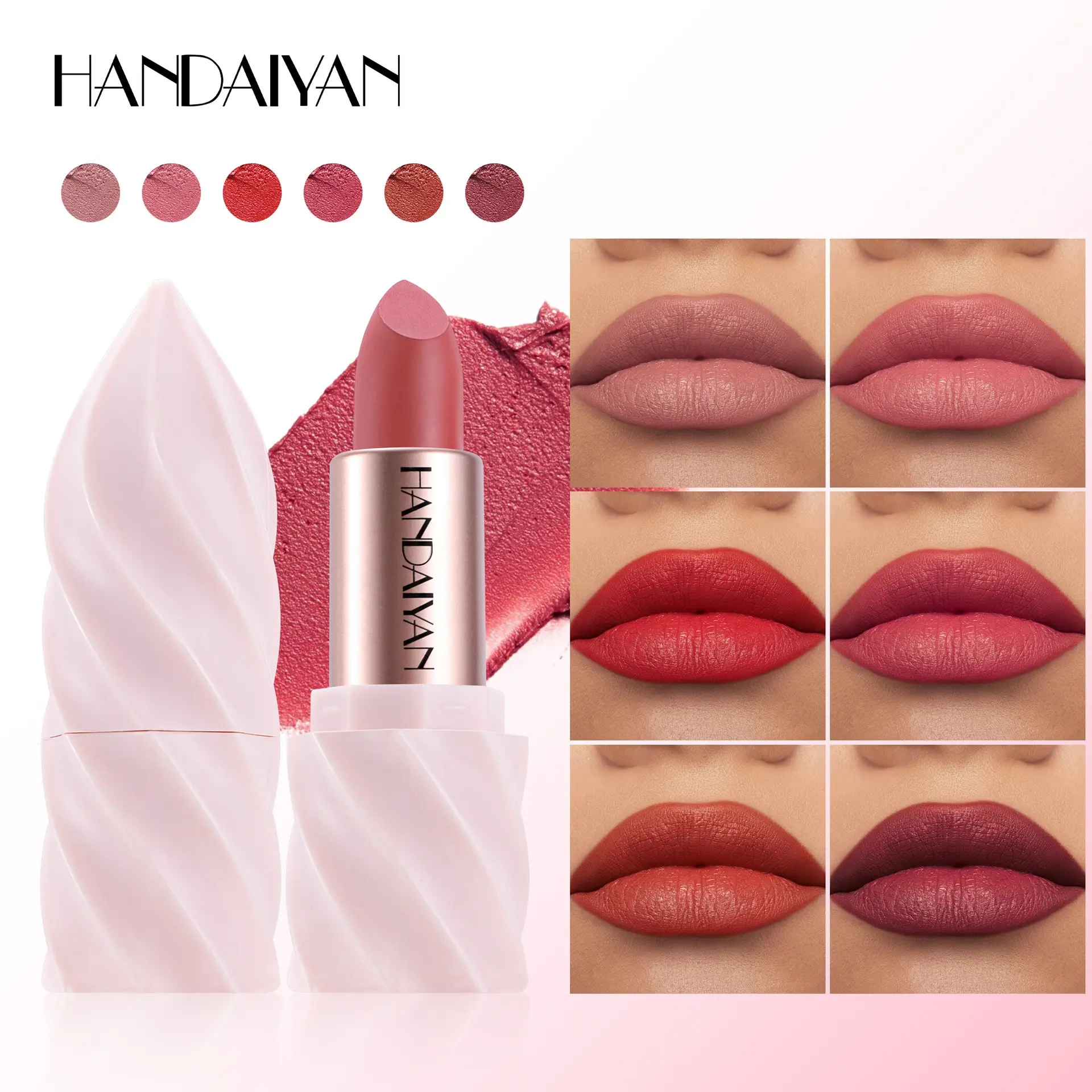 Handaiyan Matte Lipstick Waterproof Easy to Apply, Smooth, Long-Lasting Non-Sticky Lip Color, Perfect for Daily Use & Cross-Border Shopping, Makeup