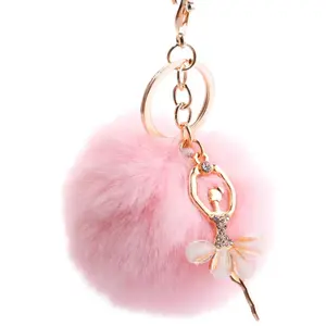 Ballerina Pom Pom Keychain