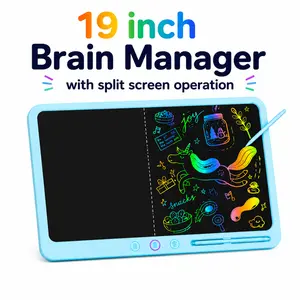 HKOJP 19" Blue Dual-Screen Digital LCD Writing Tablet - Multifunction Graphics Tablet, ADHD Sensory Toy for Quiet Time Focus, Split-Control Erase Board