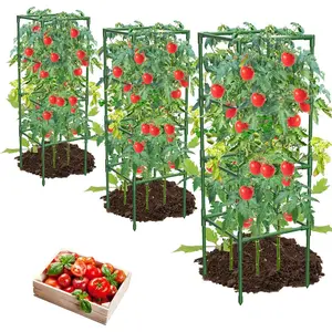 3 Pack Extra Bold Square Tomato Cages Plant Stakes Support Trellis for Garden Climbing Vegetables Flowers Fruits