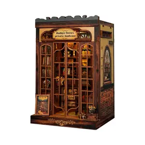 Handmade DIY Mini House Kit, Personal Bookshelf Creative 3D Standalone Wooden Model, Customizable Micro Scale Home Decor