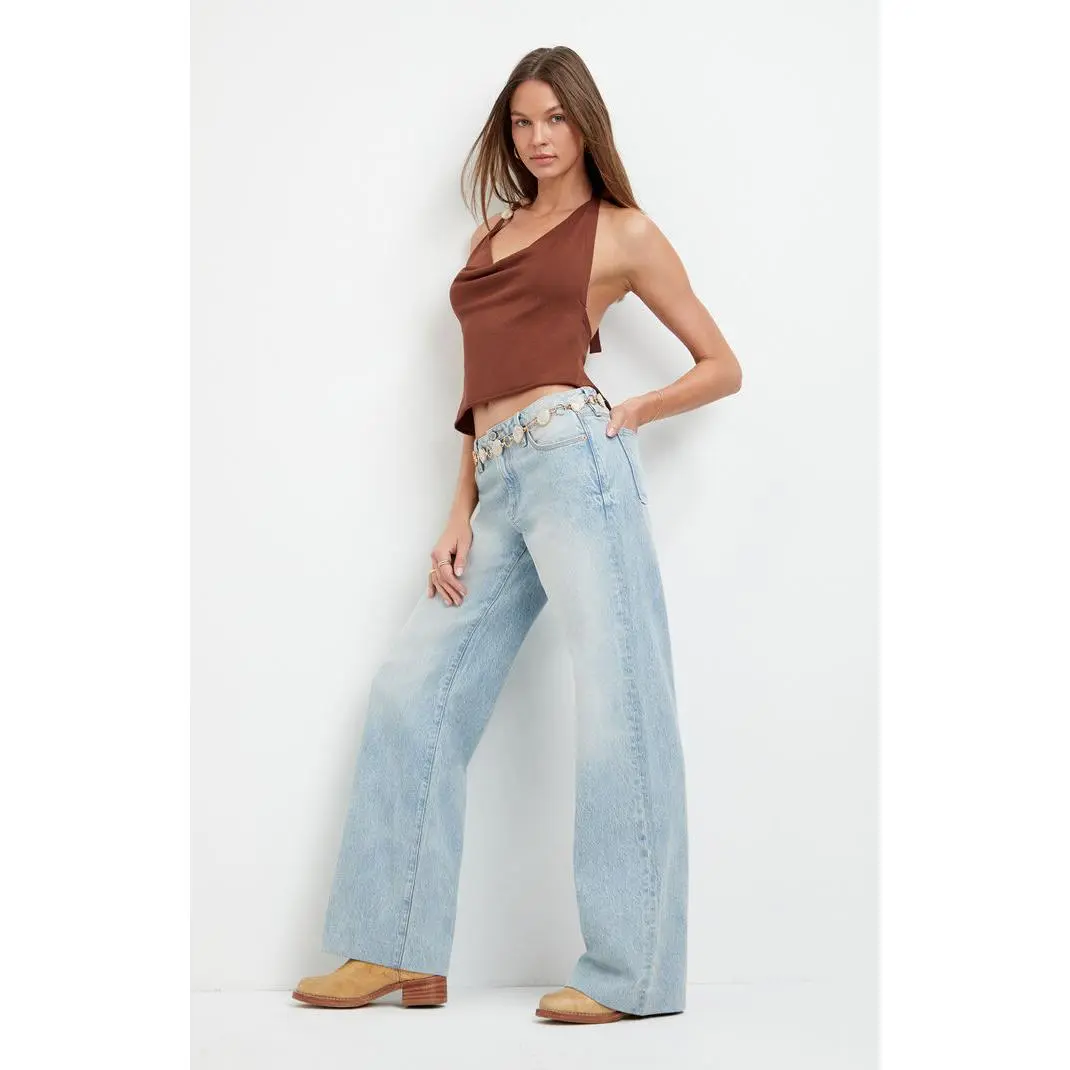 Pacsun Women's Casey Low Rise Baggy Jeans Light Blue Washed