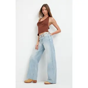 Pacsun Women's Casey Low Rise Baggy Jeans Light Blue Washed