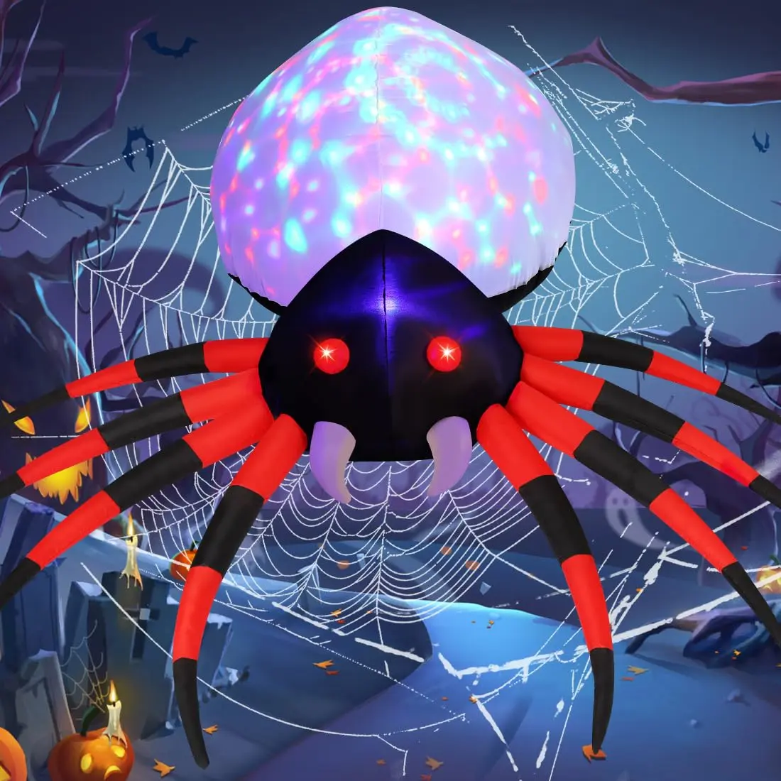 5 FT Halloween Inflatable Spider with Color-Changing LED Lights, Blow-Up Outdoor Decoration for Garden, Holiday Party