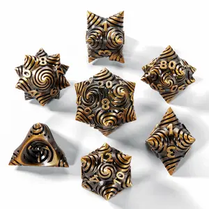 Metal DND Dice Set, 3D Printed Hollow Metal Dice,Dungeons and Dragons Dice Set D&D, Polyhedral dice Set, 7 Pcs RPGD and D Dice, Critical Role Playing Dice with Cool Box D20 D12 D10 D8 D6 D4
