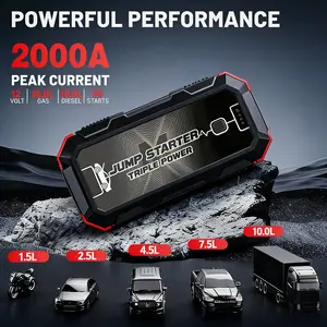 2000A 12V Car Jump Starter | Jump Starts 10.0L Gas/Diesel | Never Get Stranded | 3-in-1 Power Bank+Flashlight+SOS portable bank Car Tool Kit Car Jack Kit