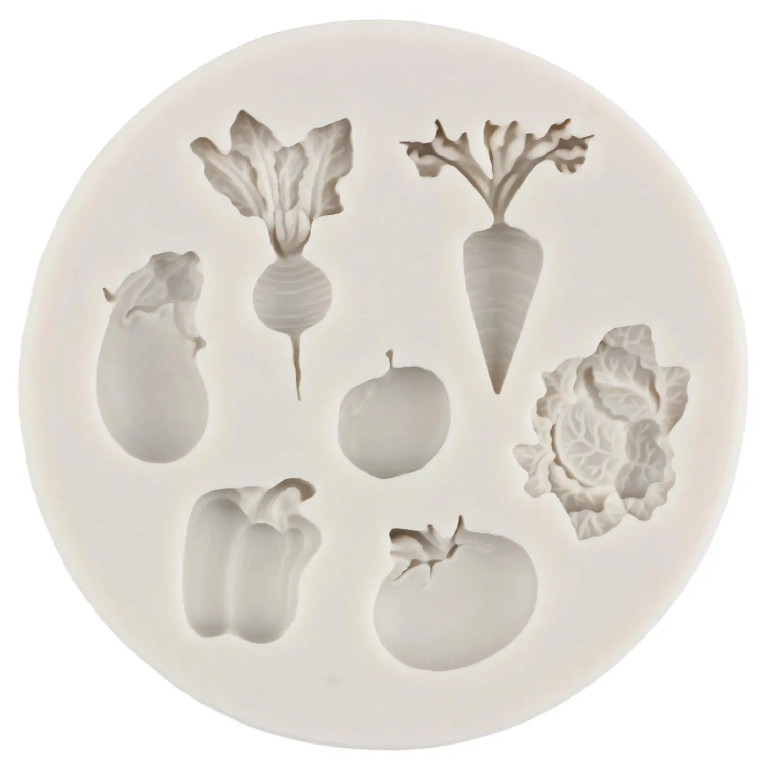 Silicone Fruit Veggies Mold - 45g Tasteless Flexible Bakeware, Cake Decorating Tool for Fondant, Gum Paste, Chocolate - Radish Tomato, Cabbage, Eggplant Shapes, Cupcake Topper, High-Quality Durable Kitchenware, Not Sticky