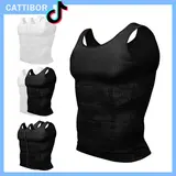 CATTIBOR Men's Menswear Shapewear 1-4 Pack Crew Neck Compression Sleeveless Vest, Activewear Tank Top for Running, Fitness, All-Season Underwear