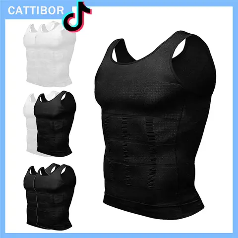 CATTIBOR Men's Menswear Shapewear 1-4 Pack Crew Neck Compression Sleeveless Vest, Activewear Tank Top for Running, Fitness, All-Season Underwear