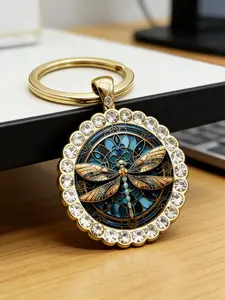 Durable Alloy Keychain Pendant, Round Design Jewelry Accessory, Perfect Gift for Women & Girls, Stylish Fashion Statement Piece