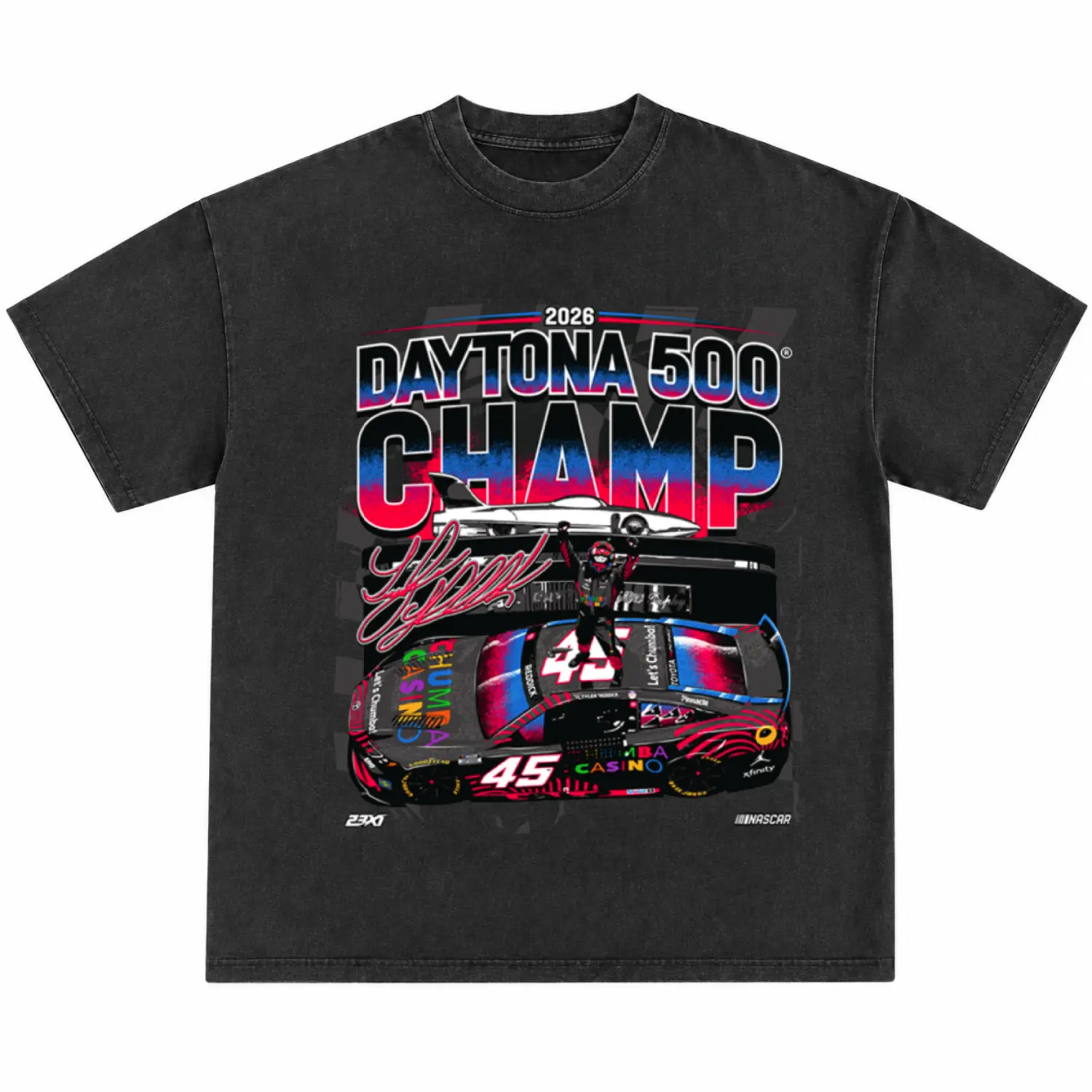 2026 Daytona 500 Champion Racing Tee, Tyler Reddick 45 NASCAR Graphic Shirt, Vintage Washed Black Motorsport Streetwear, Oversized Unisex Casual Top, Retro Race Car Fan Gift , Menswear & Underwear - Men's Tops - T-shirts - Men's Short-sleeve T-shirts