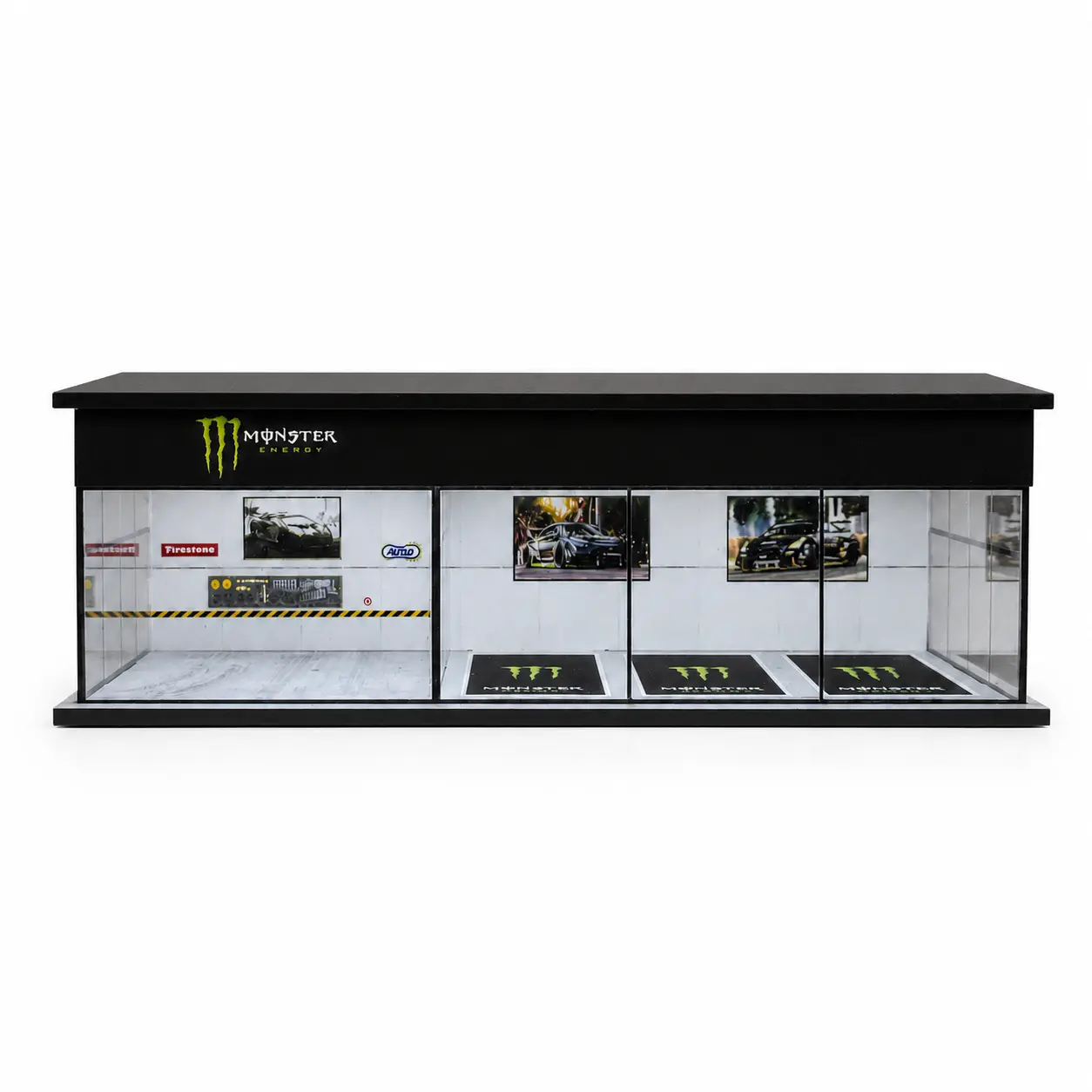 1:64 LED Diecast Display Garage | Racing & Beverage Theme Parking Diorama