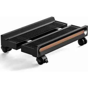 Adjustable Ventilated Mobile CPU Stand, Floor PC Tower Stand with Locking Caster Wheels, Fits Most PCs, Mobile Computer Cart Holder for Office, Gamers and Students