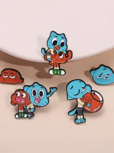 5Pcs British Classic Cartoon Q-Version Character Brooches, Durable Metal Pins, Zinc Alloy Enamel Material, Cute Funny Expressions, Daily Wear Accessory Gift, Fashion Accessory