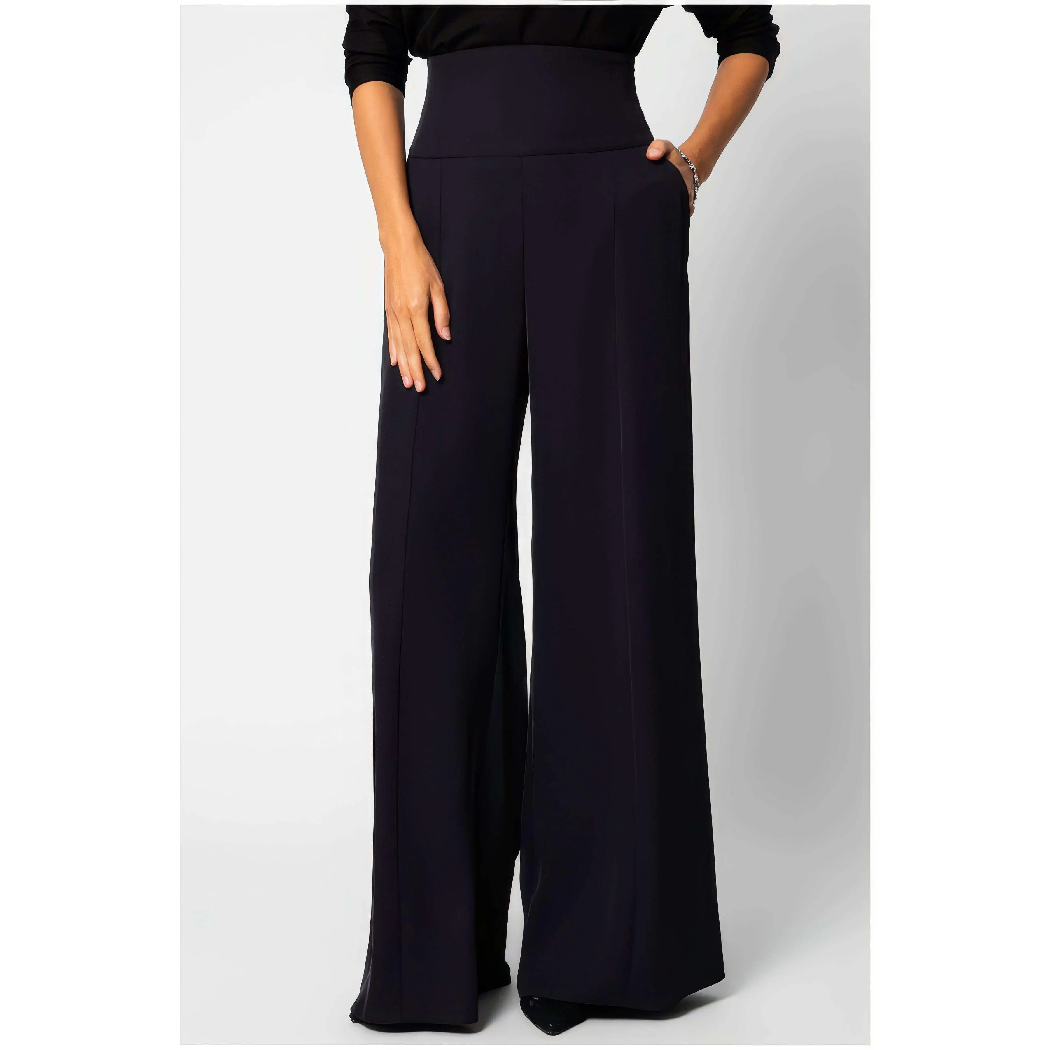 Black High Waisted Wide Leg Pants, Agatha