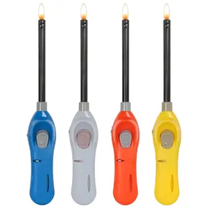 Navpeak Transparent Large Refillable Safety Gas Lighter - Kitchen, Barbecue, Camping Fire Igniter (Assorted Colours)