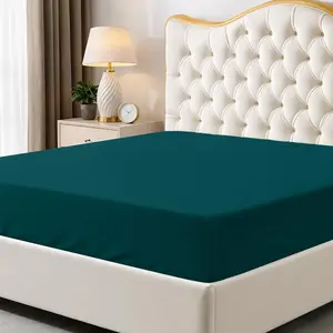 A Adios 40cm Extra Deep Pocket Fitted Sheet Queen King Fully Elastic Microfiber Bed Sheets Ultra Soft Breathable Temperature Regulating Navy