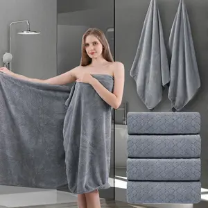 Gray Bath Towels Set 35x70 Inches - Luxury 600 GSM  Bath Sheet Towel, Microfiber - Quick Dry,Highly Absorbent,Super Soft Shower Towels  Hotel Bathroom Towel Set (4-Pack)