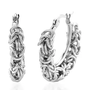 Shop LC Byzantine Hoop Earrings in Stainless Steel