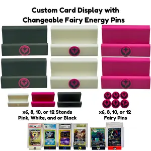 Custom Card Display Stand for PSA, BSS, CGC, Toploaders, Sleeves, Slabs, & More | Changeable Pins – Fairy Energy Themed