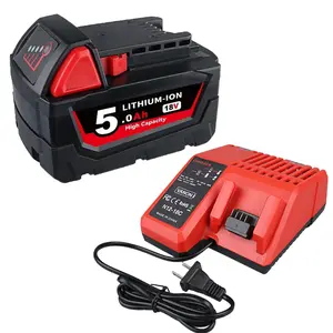 5.0Ah 18V battery and M12-18C Charger for Milwaukee M18 48-11-1840 48-11-1828 48-11-1820 48-11-1815 48-11-1850