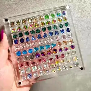 Magnetic shell display box, highly transparent jewelry, nail jewelry, shell display box, small craft storage box, 36/64/100 grid display box decorative storage box