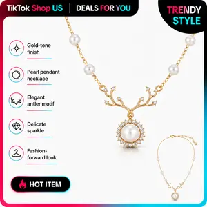 Women's Elegant Deer Antler Pearl Necklace - Gold Branch Pendant, Affordable Costume Jewelry Gift for Daily Wear