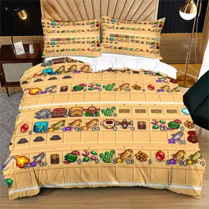 Minecraft Pixel Art Duvet Cover Set with 1 Duvet Cover and 1/2 Pillowcase, Unique Game-Themed Bedding for Kids Bedding Sets