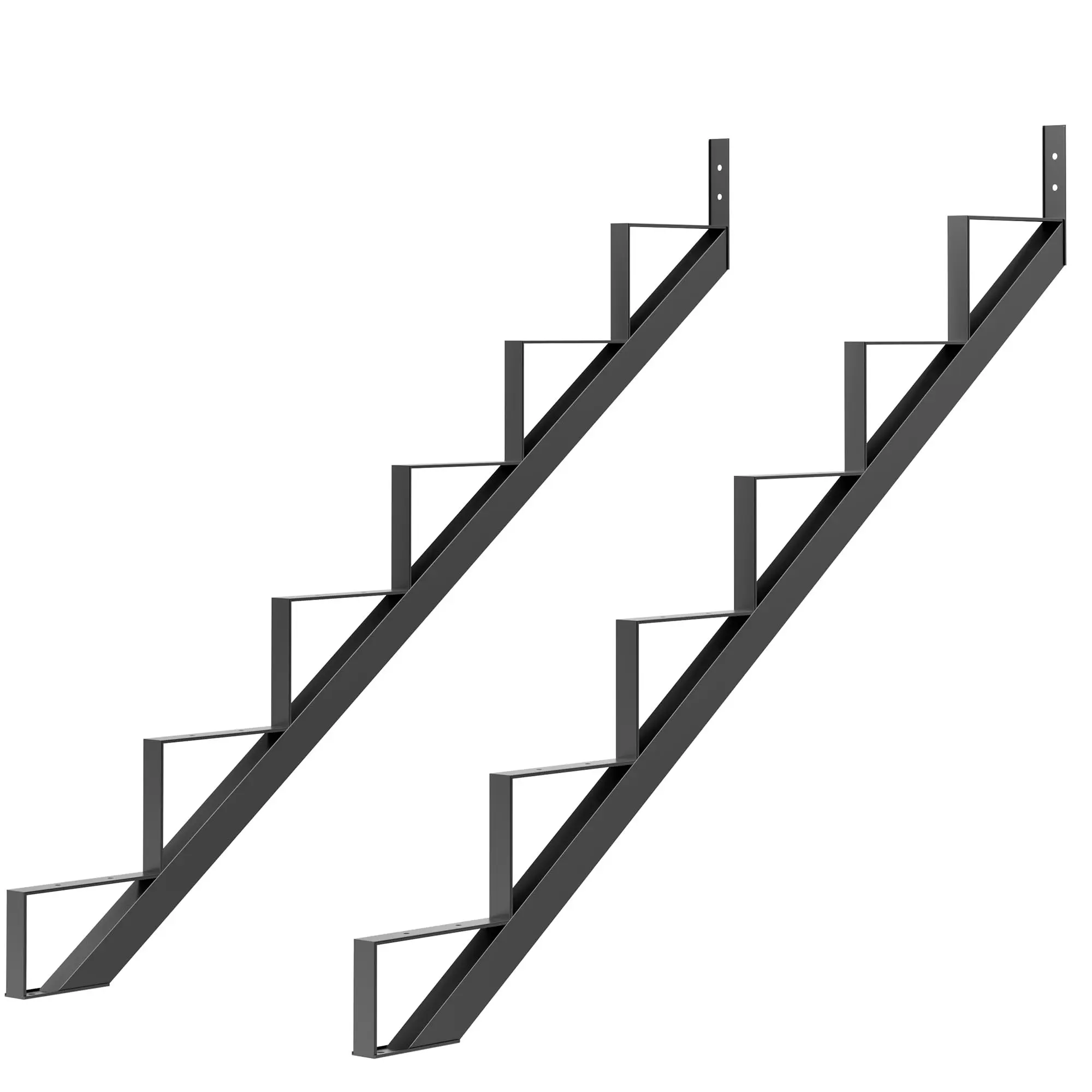 Garvee 2-Pack Powder-Coated Steel Modern Stair Stringers, 500lb Capacity Metal Risers for Concrete/Metal Surfaces, Outdoor-Safe Residential/Commercial 6-Step Stairs, Powder Coat