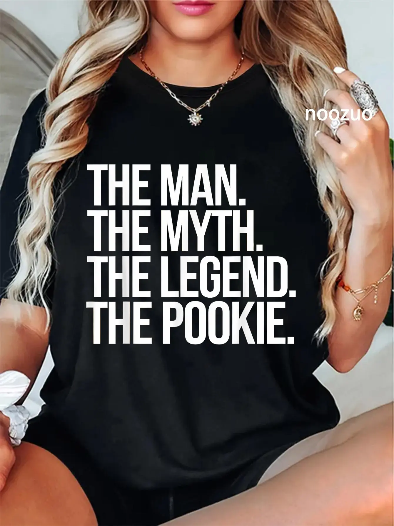 Women's Casual T-Shirt, Round Neck Shortsleeve Graphic Print, 100% Cotton Vintage Streetwear with "The Pookie" Funny Slogan, Tshirt, Crew Neck, Everyday Wear, Funny Quote