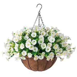 Vivid Hanging Design Flower Basket with Morning Glory, Elegant Wreath Ornaments for Home, Hotel & Venue Decoration, Beautiful Floral Decorations