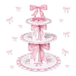 Bow Cake Stand Set, Cupcake Stand Set, Birthday Party Decoration, Wedding Garden Dessert Tower, Butterfly Cake Rack, Party Supplies