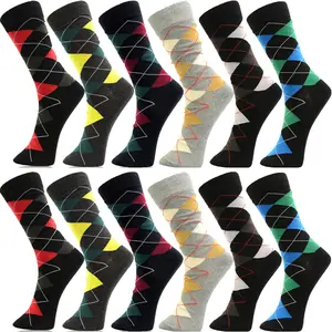 USBingoshop 12 Pack Men's Dress Socks Classic Men Fine Lightweight Colorful Crew Socks for Formal and Casual Wedding Business Wear Fabric Menswear Soft Long