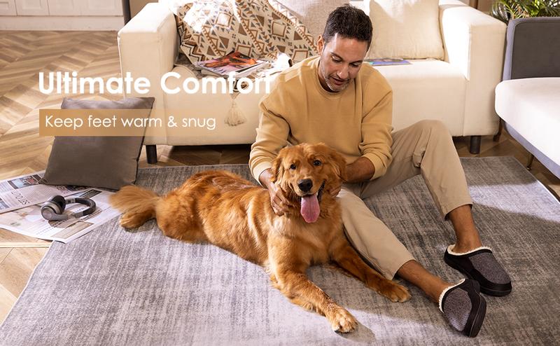 DREAM PAIRS Men's Cozy Memory Foam Slippers with Fuzzy Wool-Like Lining, Slip-on Washable Indoor Outdoor House Shoes DREAM PAIRS Men's Cozy Memory Foam Slippers with Fuzzy Wool-Like Lining, Slip-on Washable Indoor Outdoor House Shoes