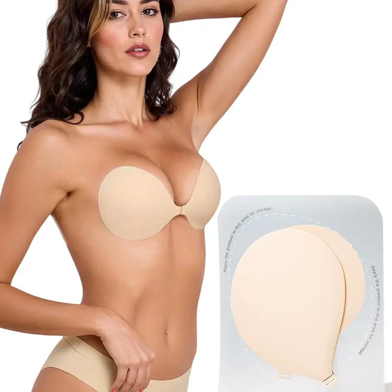 Nextrys 2025 New Women's 3D Contour Style Push Up Strapless Sticky Bra - Patented Flat-Pack Travel, Lightweight, Adhesive, Reusable, Breathable, Sexy Nipple Covers with Storage Board, Backless Dress Friendly, Minimalist Basic Womenswear
