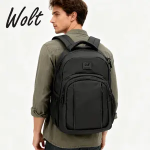 Wolt Durable Polyester Laptop Backpack with USB Black Colorway for Everyday Use Large Capacity Waterproof